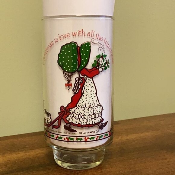 Vintage Holly Hobbie Coke Christmas Glass Cat Christmas - Picture 1 of 9